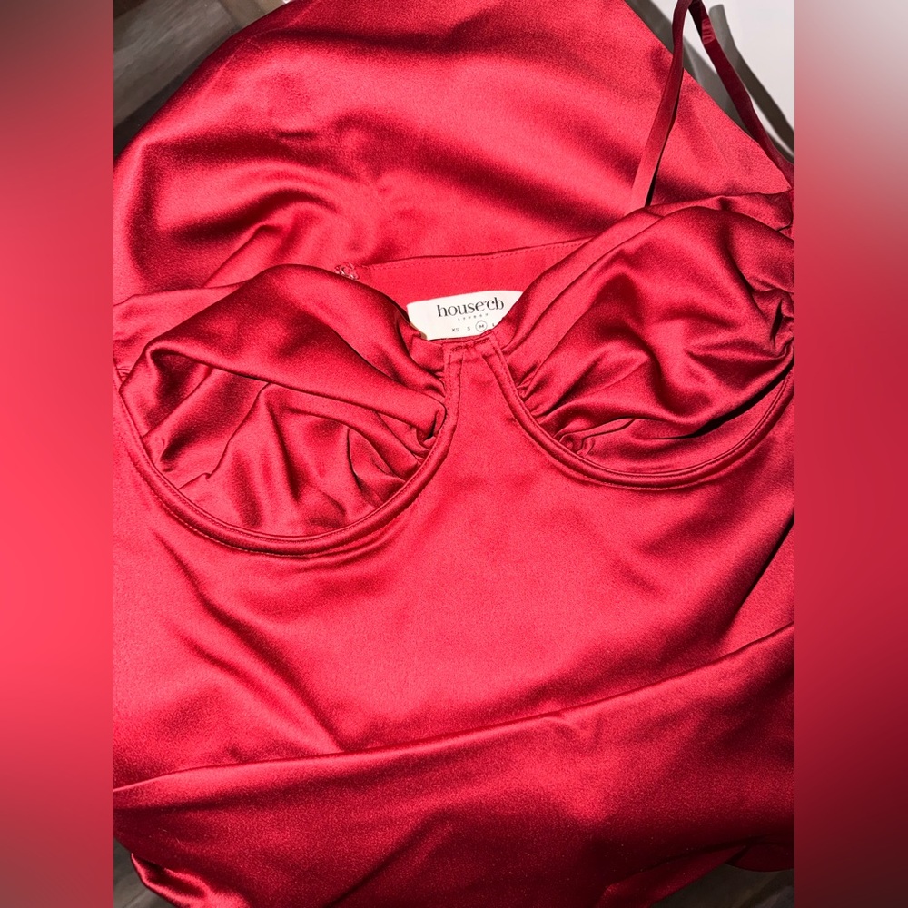 House of CB Burgundy Satin Corset Maxi Dress – Elegant Evening Gown 🍷 - Picture 5 of 5